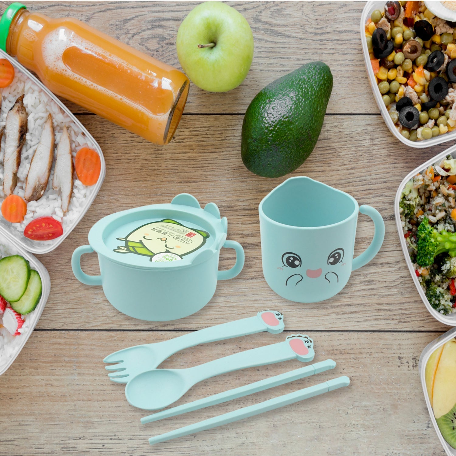 Baby Feeding Set for Kids and Toddlers,Children Children Dinnerware Set - Bamboo Fibre Feeding Set for Kids, Cartoon Design Plate, Cup, Spoon, Fork and Chopsticks, Tableware Cutlery for Kids Microwave & Dishwasher Safe (7 Pcs Set) Baby Feeding Set for Kids and Toddlers,Children Children Dinnerware Set - Bamboo Fibre Feeding Set for Kids, Cartoon Design Plate, Cup, Spoon, Fork and Chopsticks, Tableware Cutlery for Kids Microwave & Dishwasher Safe (7 Pcs Set)